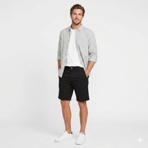Volcom Frickin Chino Shorts Men 32 Black Casual Skate Stretch Flat Front